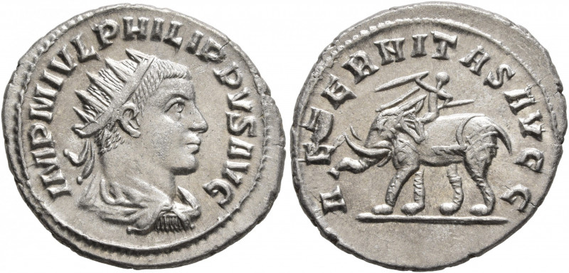 Philip II, 247-249. Antoninianus (Silver, 23 mm, 3.88 g, 6 h), Antiochia, 248-24...