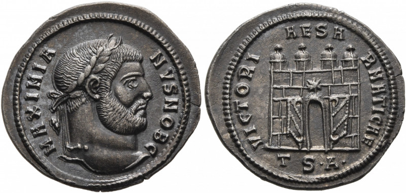 Galerius, 305-311. Argenteus (Silver, 20 mm, 3.40 g, 6 h), Thessalonica, circa 3...