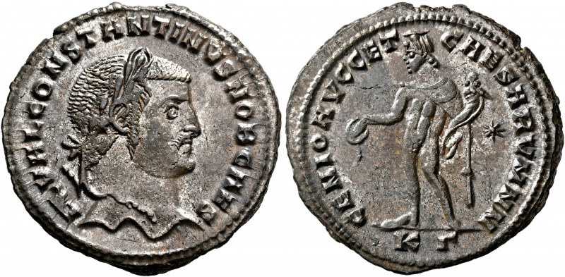 Constantine I, as Caesar, 306-309. Follis (Silvered bronze, 28 mm, 9.05 g, 12 h)...