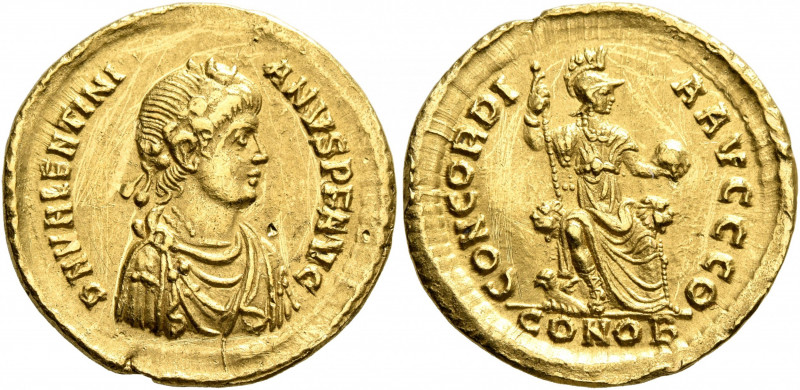 Valentinian II, 375-392. Solidus (Gold, 21 mm, 4.43 g, 6 h), Constantinopolis, 3...