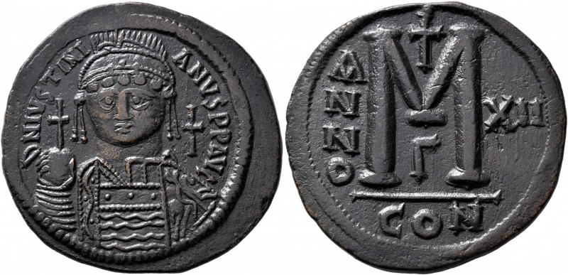 Justinian I, 527-565. Follis (Bronze, 40 mm, 23.38 g, 6 h), Constantinopolis, RY...