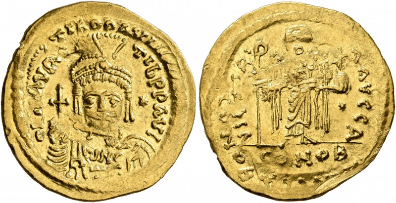 Maurice Tiberius, 582-602. Light weight Solidus of 23 Siliquae (Gold, 22 mm, 4.3...