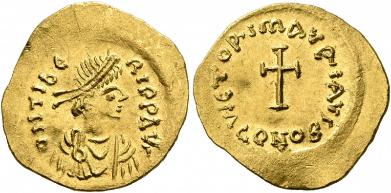 Maurice Tiberius, 582-602. Tremissis (Gold, 17 mm, 1.50 g, 7 h), Constantinopoli...