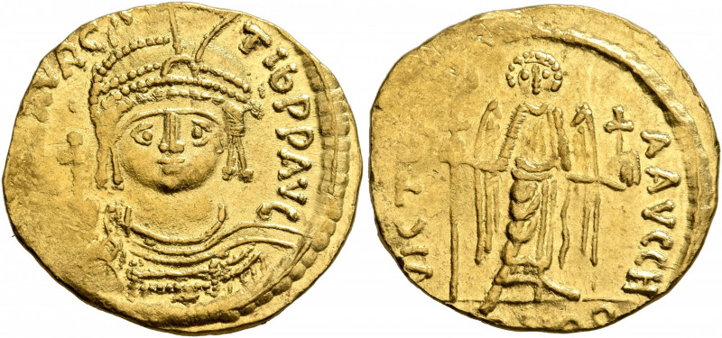 Maurice Tiberius, 582-602. Solidus (Gold, 21 mm, 4.49 g, 6 h), Theoupolis (Antio...
