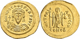 Phocas, 602-610. Solidus (Gold, 21 mm, 4.33 g, 7 h), Constantinopolis or Thessalonica, circa 603-605. O N FOCAЄ PERP AVG Draped and cuirassed bust of ...