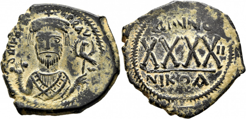 Phocas, 602-610. Follis (Bronze, 32 mm, 12.13 g, 7 h), Nicomedia, RY 2 = AD 603/...