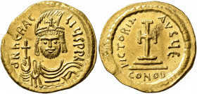 Heraclius, 610-641. Solidus (Gold, 21 mm, 4.47 g, 7 h), Constantinopolis, 610-613. d N hЄRACLIЧS P P AVG Draped and cuirassed bust of Heraclius facing...