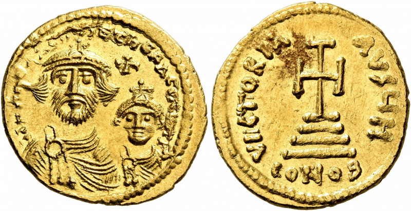 Heraclius, with Heraclius Constantine, 610-641. Solidus (Gold, 21 mm, 4.55 g, 7 ...