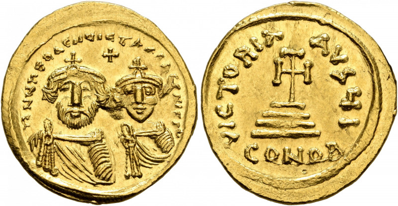 Heraclius, with Heraclius Constantine, 610-641. Solidus (Gold, 21 mm, 4.50 g, 6 ...