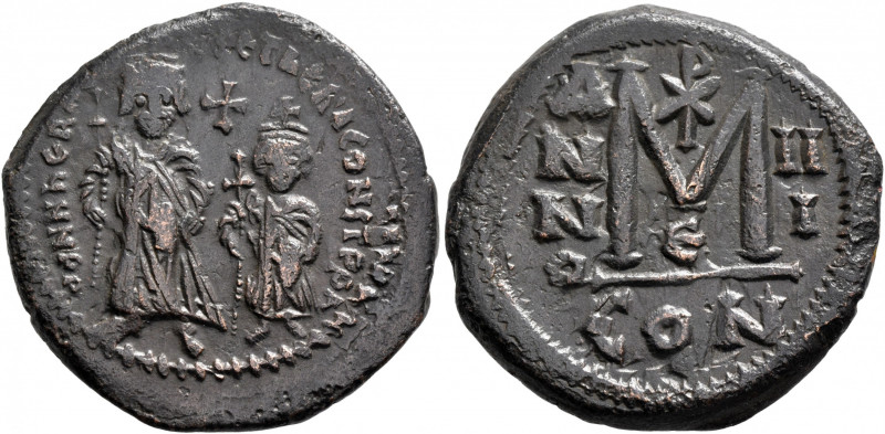 Heraclius, with Heraclius Constantine, 610-641. Follis (Bronze, 29 mm, 12.50 g, ...