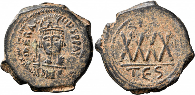 Heraclius, 610-641. Follis (Bronze, 31 mm, 12.57 g, 7 h), Thessalonica, RY 2 = 6...