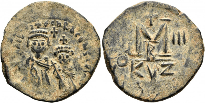 Heraclius, with Heraclius Constantine, 610-641. Follis (Bronze, 29 mm, 11.35 g, ...