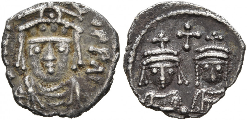Heraclius, with Heraclius Constantine, 610-641. Half Siliqua (Silver, 13 mm, 0.6...