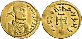 Constans II, 641-668. Semissis (Gold, 18 mm, 2.20 g, 7 h), Constantinopolis. [δ N COSTAN]TINЧS P P AV Diademed, draped and cuirassed bust of Constans ...