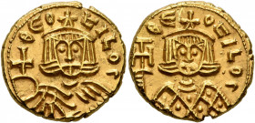 Theophilus, 829-842. Solidus (Gold, 15 mm, 3.87 g, 6 h), Syracuse, circa 829-830. ΘЄOFILOS Facing bust of Theophilus, wearing crown surmounted by cros...