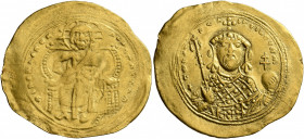 Constantine IX Monomachus, 1042-1055. Histamenon (Gold, 30 mm, 4.36 g, 5 h), Constantinopolis. +IhS XIS RЄX RЄςNANTIҺm Christ, nimbate, seated facing ...