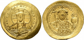 Constantine IX Monomachus, 1042-1055. Histamenon (Gold, 26 mm, 4.44 g, 6 h), Constantinopolis. +IhS XIS RCX RCCNANTIҺm Nimbate bust of Christ facing, ...