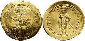 Isaac I Comnenus, 1057-1059. Histamenon (Gold, 25 mm, 4.43 g, 6 h), Constantinopolis. +IhX XIC RЄX RЄςNANTҺIm Nimbate Christ enthroned facing, wearing...