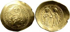 Constantine X Ducas, 1059-1067. Histamenon (Gold, 27 mm, 4.30 g, 7 h), Constantinopolis. +IҺS XIS RЄX RЄςNANTIҺm Christ, nimbate, seated facing on lyr...
