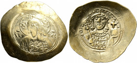 Michael VII Ducas, 1071-1078. Histamenon (Electrum, 32 mm, 4.27 g, 6 h), Constantinopolis. Bust of Christ Pantokrator facing, wearing tunic and palliu...