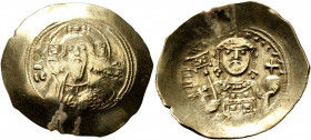 Michael VII Ducas, 1071-1078. Histamenon (Electrum, 29 mm, 4.41 g, 6 h), Constantinopolis. Bust of Christ Pantokrator facing, wearing tunic and palliu...