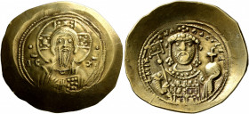 Michael VII Ducas, 1071-1078. Histamenon (Gold, 28 mm, 4.31 g, 6 h), Constantinopolis. Bust of Christ Pantokrator facing, wearing tunic and pallium, r...