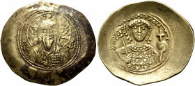 Michael VII Ducas, 1071-1078. Histamenon (Electrum, 30 mm, 4.32 g, 6 h), Constantinopolis. Bust of Christ Pantokrator facing, wearing tunic and palliu...
