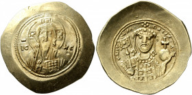 Michael VII Ducas, 1071-1078. Histamenon (Electrum, 28 mm, 4.34 g, 6 h), Constantinopolis. Bust of Christ Pantokrator facing, wearing tunic and palliu...