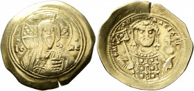 Michael VII Ducas, 1071-1078. Histamenon (Electrum, 28 mm, 4.23 g, 7 h), Constantinopolis. Bust of Christ Pantokrator facing, wearing tunic and palliu...