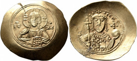 Nicephorus III Botaniates, 1078-1081. Histamenon (Electrum, 30 mm, 4.30 g, 6 h), Constantinopolis. Bust of Christ Pantokrator facing, wearing tunic an...