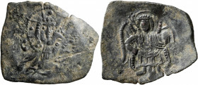 Latin Rulers of Constantinople, 1204-1261. Trachy (Silver, 27 mm, 3.00 g, 6 h), Constantinopolis. Nimbate bust of Christ facing flanked by IC - XC. Re...