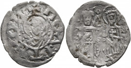 Andronicus III Palaeologus, 1328-1341. Tornese (Silver, 16 mm, 0.56 g, 6 h), 'Politikon' coinage, Constantinopolis. ✠ΠOΛITIKOИ Facing and nimbate bust...