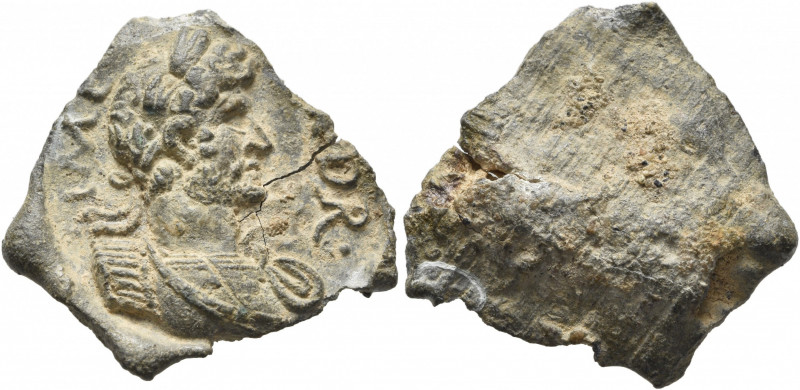 Hadrian, 117-138. Seal (Lead, 23 mm, 5.10 g). IMP [HA]DR Laureate and cuirassed ...