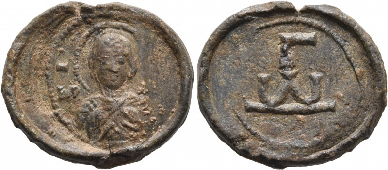 Gidos, 11th century. Seal (Lead, 21 mm, 5.83 g, 12 h). MHP - [ΘV]
 The Mother o...