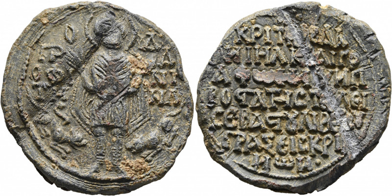 Liberos, sebastos, 13th century. Seal (Lead, 39 mm, 32.52 g, 12 h). O / ΠP /OΦI/...