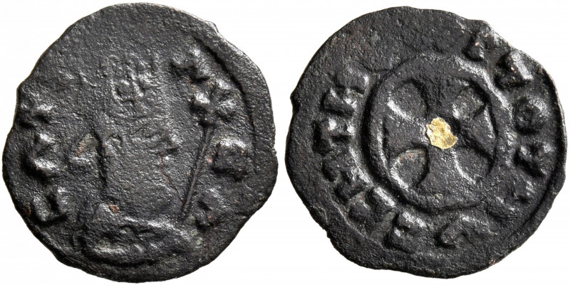 AXUM. Ebana, circa 430-460. AE (Bronze, 15 mm, 0.86 g). CΛ✠[...]ΓCΛ Draped bust ...