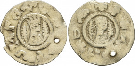 AXUM. Hataz, circa 590. Chrysos (Electrum, 18 mm, 1.35 g, 3 h). BΛXCIIAΣⲰΜΙ Draped bust of Hataz to right, wearing tiara; to left and right, ears of b...