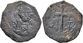 CRUSADERS. Antioch. Bohémond I, 1098-1111. Follis (Bronze, 23 mm, 3.69 g, 1 h). Nimbate bust of St. Peter facing, wearing tunic, raising his right han...