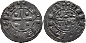 CRUSADERS. Antioch. Raymond of Poitiers, 1136-1149. Fractional Denier (Bronze, 17 mm, 0.97 g, 12 h), anonymous type. ✠ PRINCEPZ Cross pattée with pell...