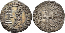 CRUSADERS. Knights of Rhodes (Knights Hospitallers). Hélion of Villeneuve, 1319-1346. Asper (Silver, 20 mm, 1.94 g, 7 h). ✠ •FR:ЄLIOnVS•DЄI GRACIA Gra...