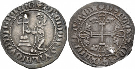 CRUSADERS. Knights of Rhodes (Knights Hospitallers). Hélion of Villeneuve, 1319-1346. Gigliato (Silver, 28 mm, 3.70 g, 8 h). ✠ •FR:ЄLIOn •D'•VILA•nOVЄ...