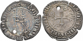 CRUSADERS. Knights of Rhodes (Knights Hospitallers). Hélion of Villeneuve, 1319-1346. Gigliato (Silver, 29 mm, 3.68 g, 6 h). ✠ •FR:ЄLIOn •D'•VILA•nOVЄ...