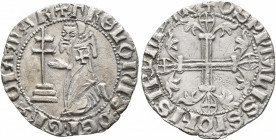 CRUSADERS. Knights of Rhodes (Knights Hospitallers). Hélion of Villeneuve, 1319-1346. Asper (Silver, 20 mm, 1.60 g, 1 h). ✠ •FRЄLIOnVS DЄI:GRACIA:mAR ...