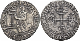 CRUSADERS. Knights of Rhodes (Knights Hospitallers). Peter of Corneillan, 1353-1355. Gigliato (Silver, 27 mm, 3.63 g, 12 h). ✠ •F•PЄTRUS•CORNILLIANI•D...