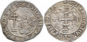 CRUSADERS. Knights of Rhodes (Knights Hospitallers). Robert de Juilly, 1374-1377. Gigliato (Silver, 28 mm, 3.94 g, 7 h). ✠ F•ROBЄRTVS•D•GIVLLIO•D•G(th...