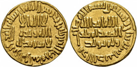 ISLAMIC, Umayyad Caliphate. temp. al-Walid I ibn 'Abd al-Malik, AH 86-96 / AD 705-715. Dinar (Gold, 20 mm, 4.23 g, 9 h), without mint, AH 92 = AD 710/...