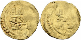 ISLAMIC, Mongols. Great Khans. temp. Ögedei, AH 624-639 / AD 1227-1241. Dinar (Electrum, 20 mm, 3.21 g, 7 h), anonymous type with Kalima on the obvers...