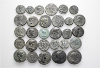 A lot containing 29 bronze coins. All: Roman Provincial. About very fine to very fine. LOT SOLD AS IS, NO RETURNS. 29 coins in lot.