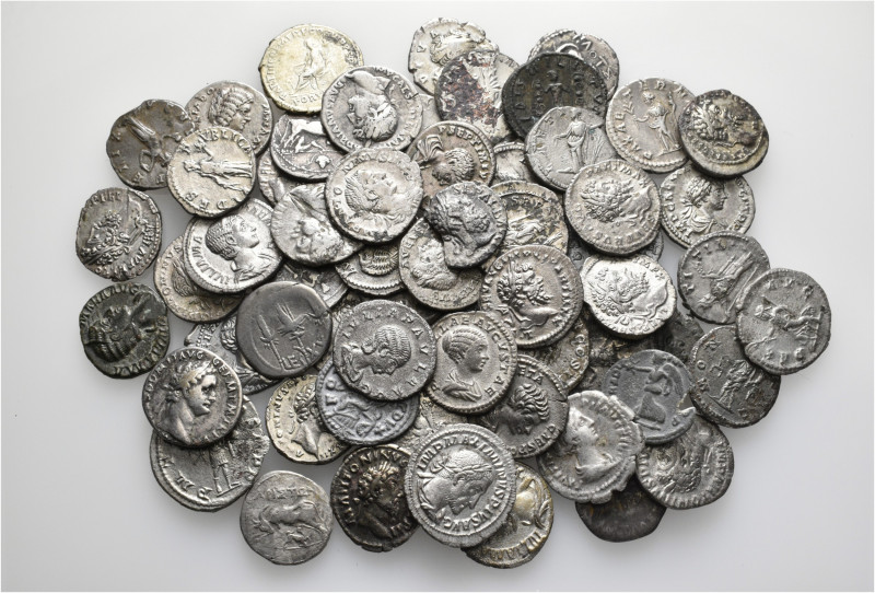 A lot containing 61 silver coins. Includes: Greek, Roman Republican and Roman Im...