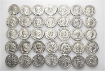 A lot containing 35 silver coins. Including: Antoniniani of Gordian III (13), Philip I (7), Otacilia Severa (2), Philip II (2), Trajan Decius (8), Her...